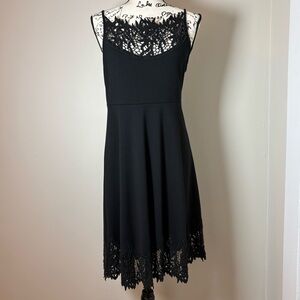 Free People Black Sleeveless Crochet Lace Dress Size L Boho Fairycore Whimsygoth